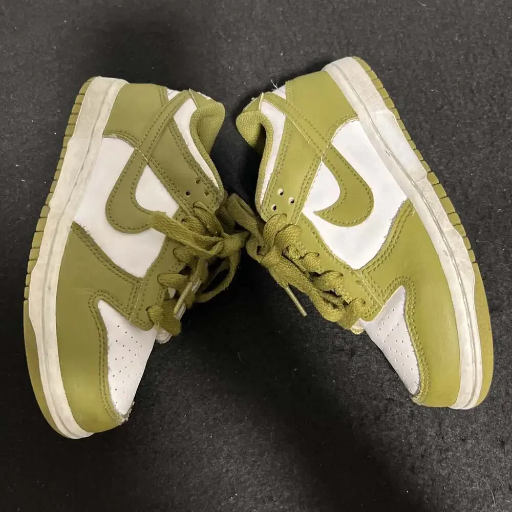 Nike FB9108-108 Green White Leather Sneakers Unisex Kids 12C Low Top